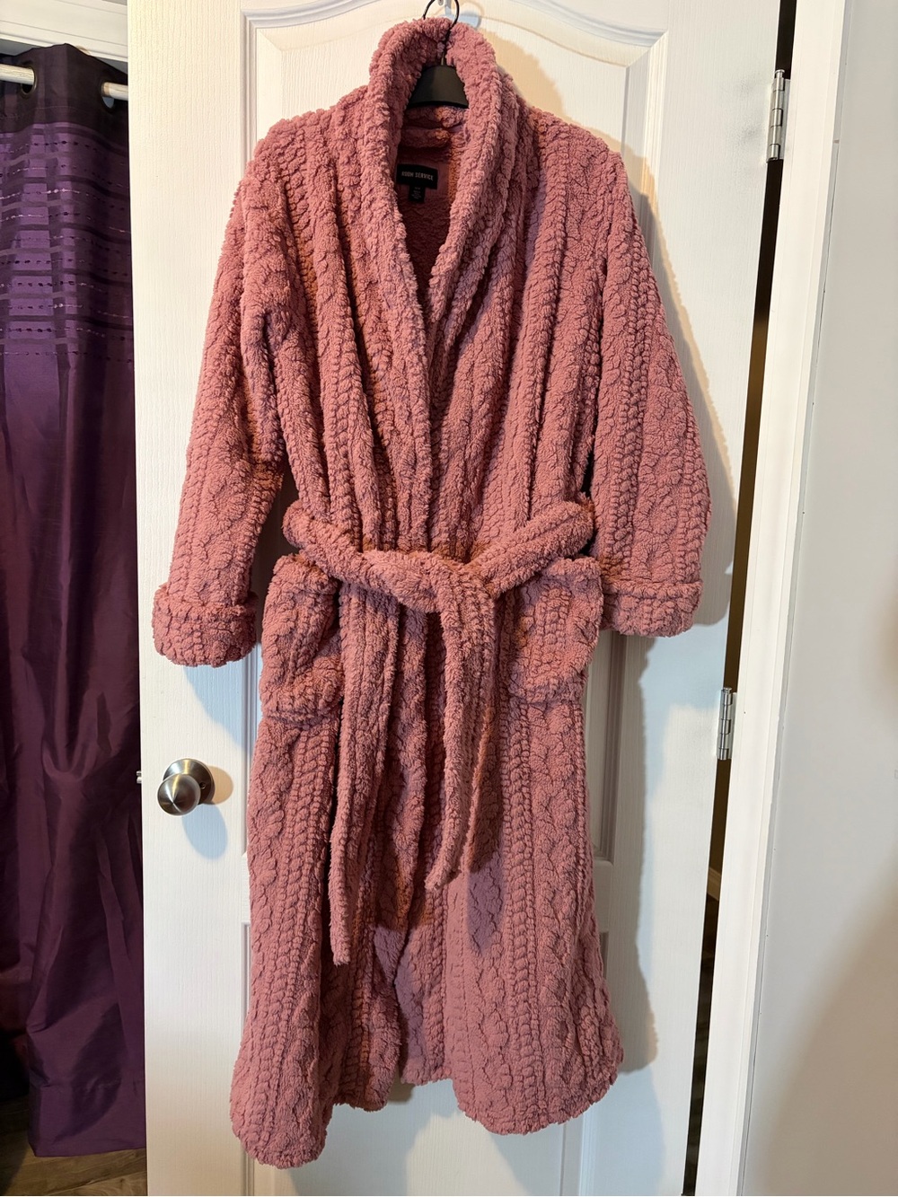 Cozy Plush Bath Robe in Mauve Pink - Medium